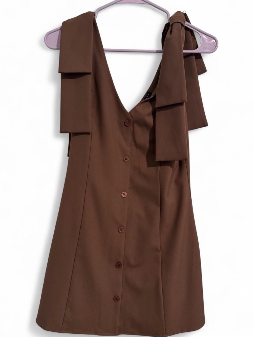 Brown dress with bow detail